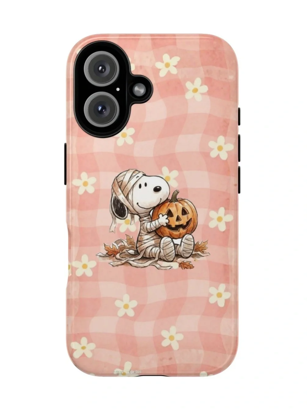 Cute Snoopy Dog Pumpkin Halloween With Flowers Pink Tough Phone Case
